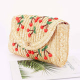 Handmade Faux Straw Cherry Clutch