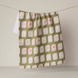 Flower Tiles Tea Towel: White