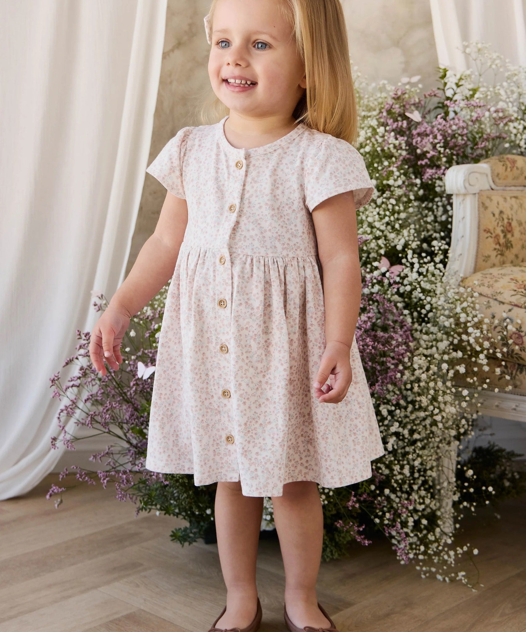 Organic Cotton Dahlia Dress - Posy Milk