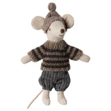Winter mouse with ski set, Big brother - Grey