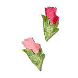 Hand-painted Vintage Tulips Claw Hair Clip | Eco-Friendly: Pink