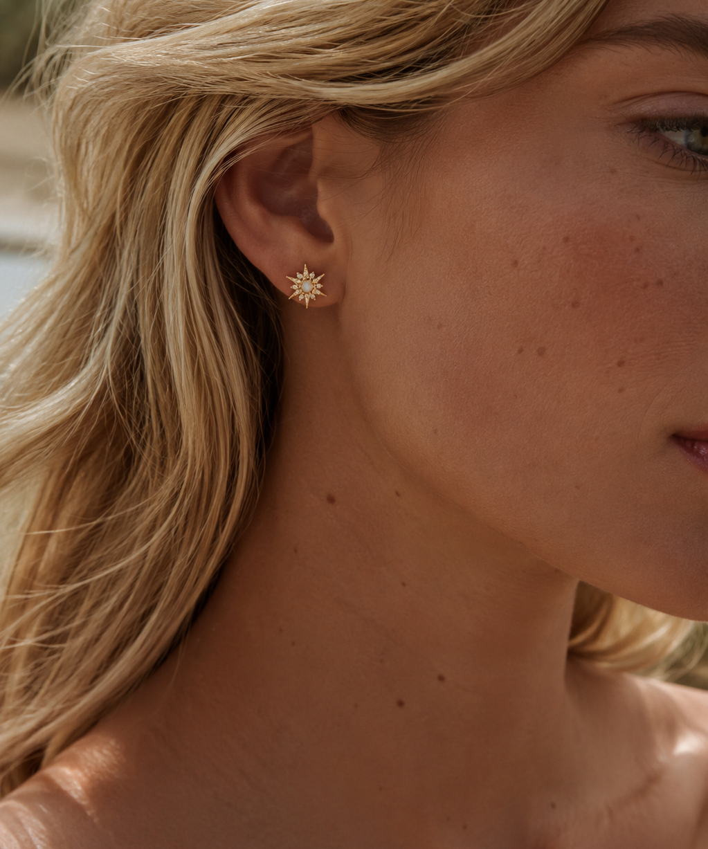 Opal Star Studs : Gold