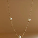 Gold Pearl Station Necklace