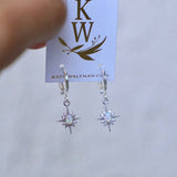 Silver Opalite Star Huggies