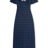 Allison Polka Dot Lace Trim Midi Dress