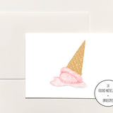 Melting Strawberry Ice Cream Cone Notecards