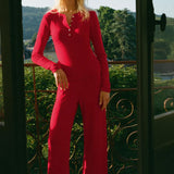 Luxe Pointelle Pant : Festive Red