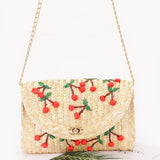 Handmade Faux Straw Cherry Clutch