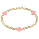 Pink Signature Cross Gold  3mm Bead Bracelet
