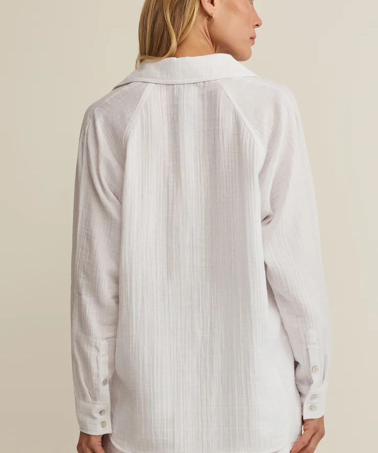The Perfect Airy Gauze Button Up : White