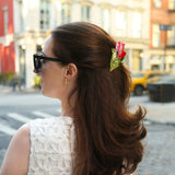Hand-painted Vintage Tulips Claw Hair Clip | Eco-Friendly: Pink