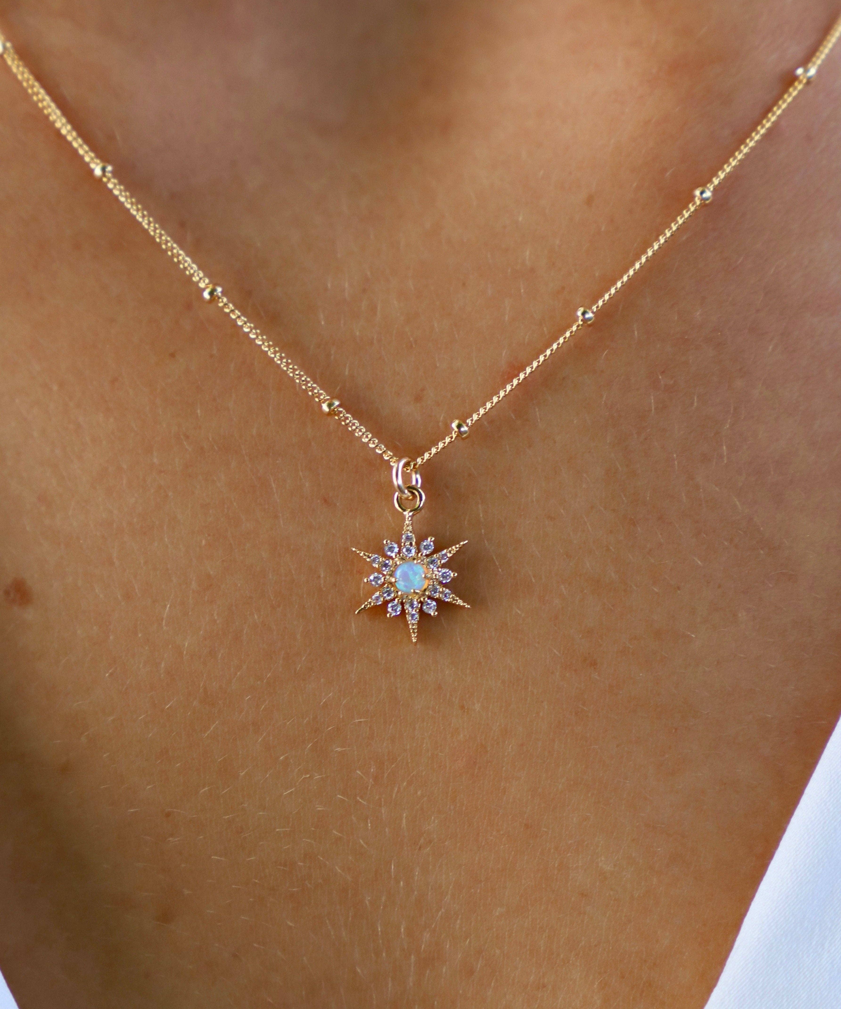 Opal Starburst Necklace : Gold, 18"