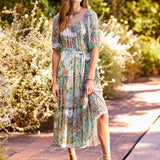 Tiered Poof Sleeve Dress