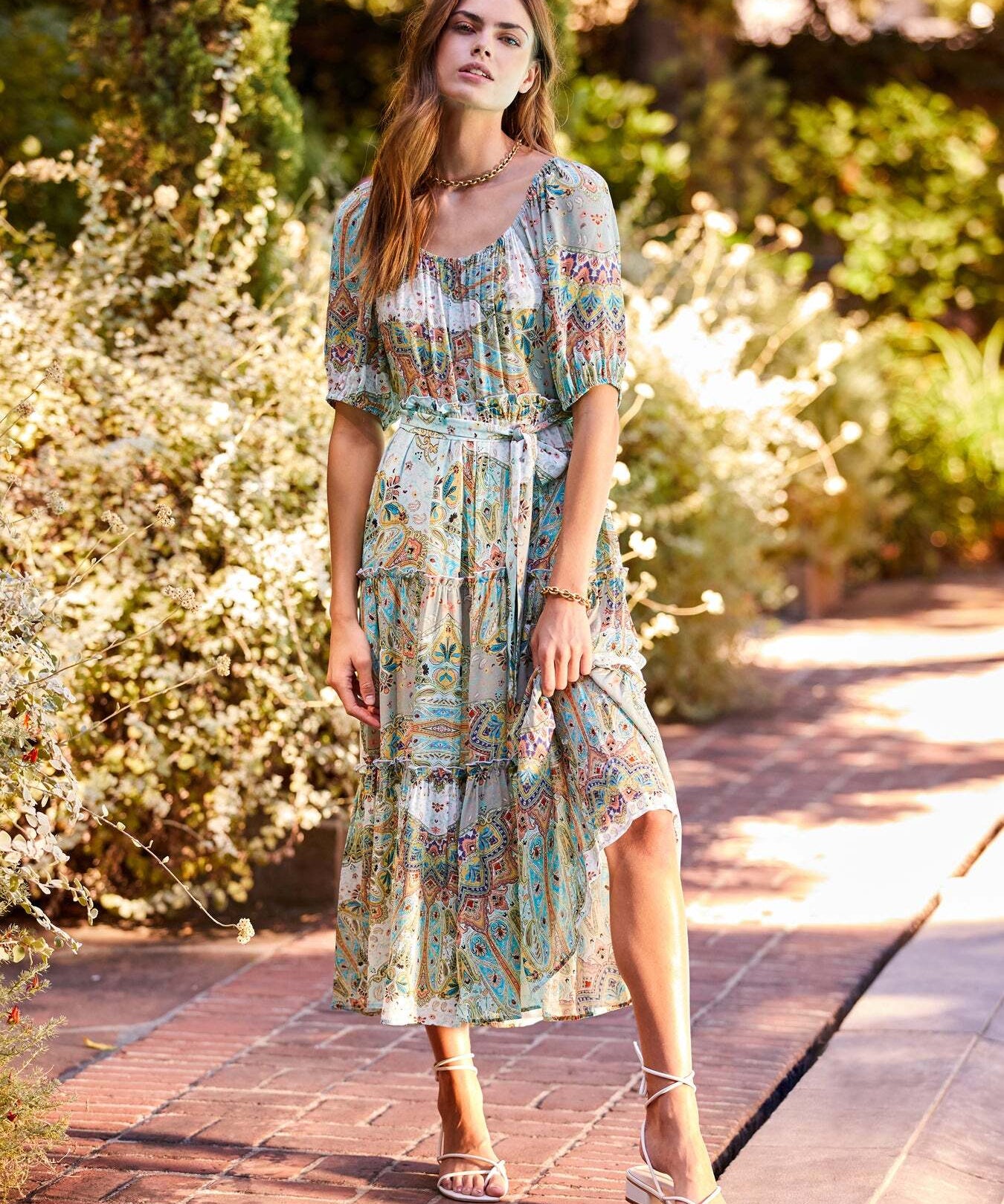 Tiered Poof Sleeve Dress
