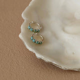 Mini Silver Turquoise Hoops