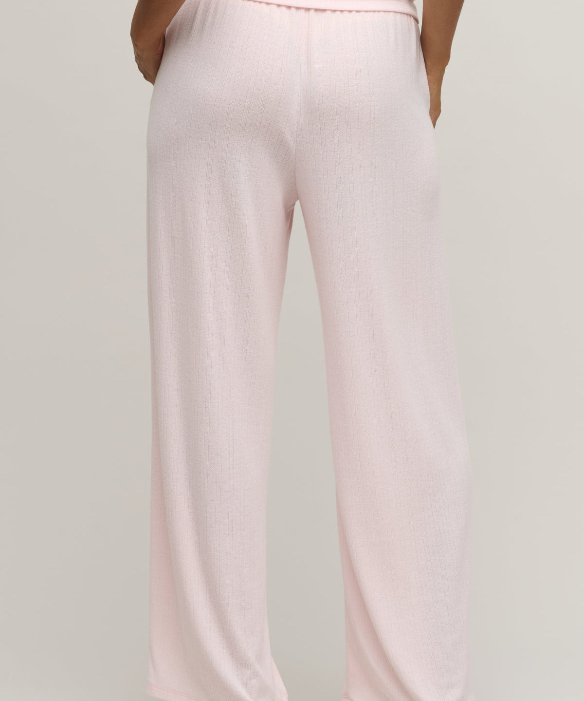 Pointelle Rib Pant with Scallop Trim : Pink Sand