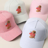 Dog Holding USA Flag Seersucker Trucker Hat: Blue