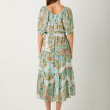 Tiered Poof Sleeve Dress