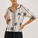 Belina Top : Embroidered Palms