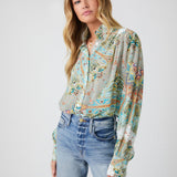 Shirred Button-Up Blouse GR