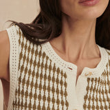 Aura Knit Top - Egret/ Golden Olive
