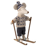Winter mouse with ski set, Dad - Blue