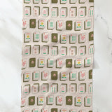 Flower Tiles Tea Towel: White