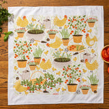 Garden Chickens Tea Towel - Farmhouse Kitchen Towel