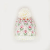 Bitty Blooms White Beanie Hat