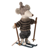 Winter mouse with ski set, Big brother - Grey