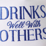 Drink Well With Others Embroidered Seersucker Brim Hat: Blue