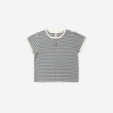 Pointelle Tee || Navy Stripe