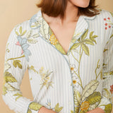 Pajama Sleep Shirt || Floral Vine Stripe Blue