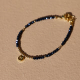 Beaded Star Medallion Bracelet: Metallic Black
