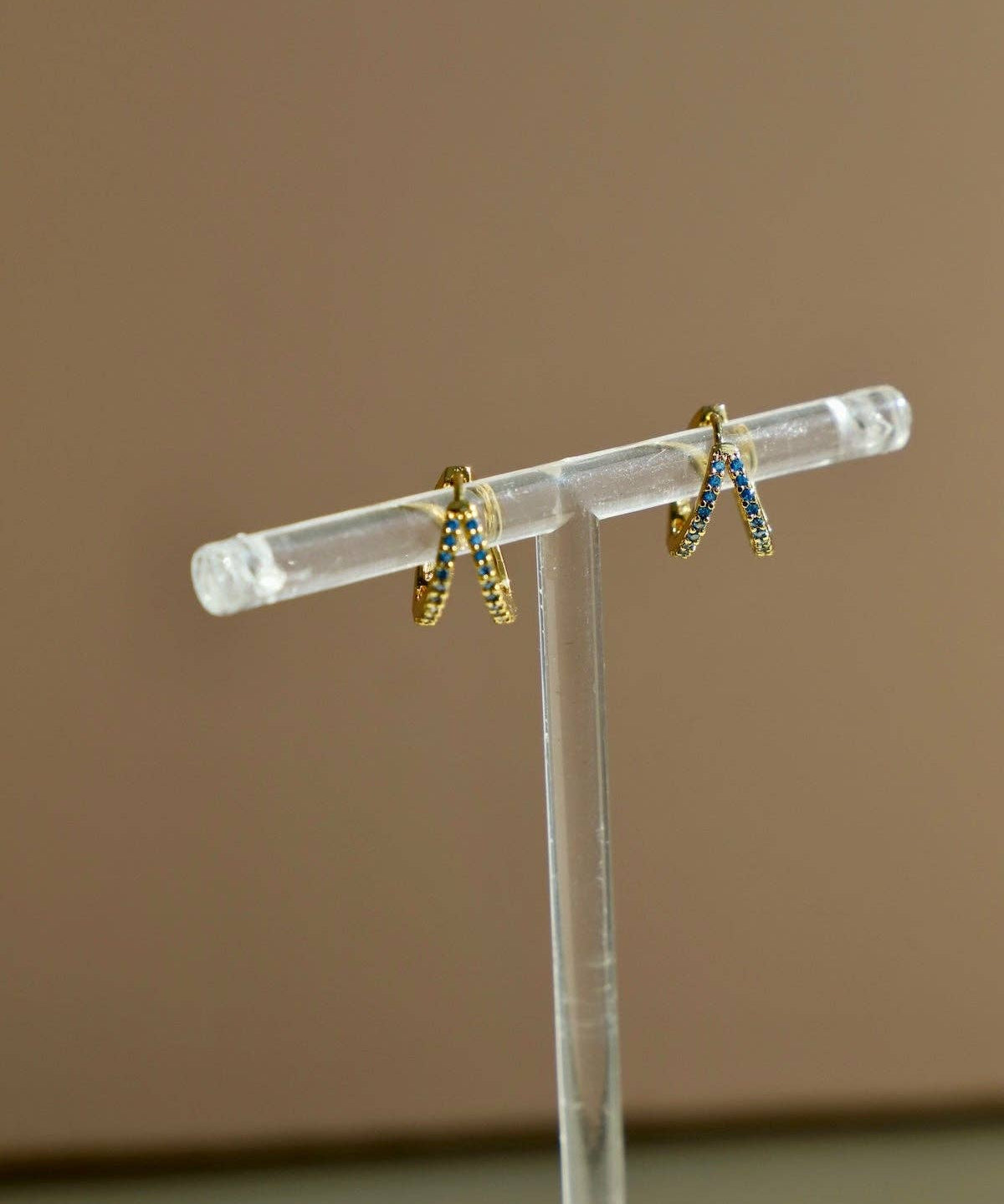 Double CZ Hoops : Blue