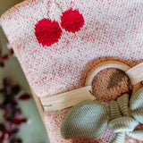 Cherry Organic Baby Blanket + Rattle Gift Set
