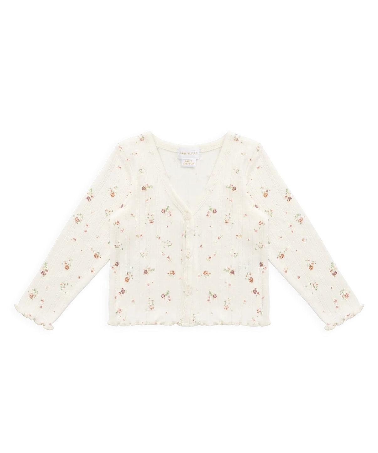 Organic Cotton Pointelle Carine Cardigan - Eloise Egret