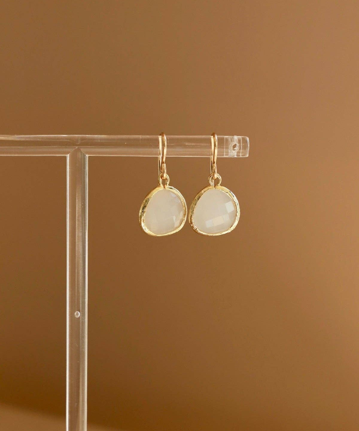 White Smoke Bezel Earrings