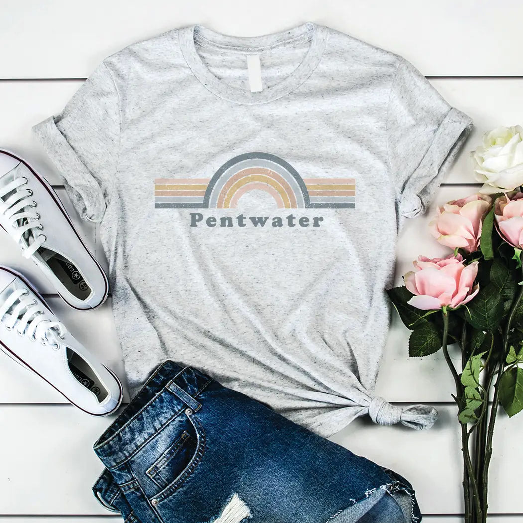 Pentwater Rainbow Tee- Light Grey