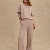 The Wide Leg Pant 28" Taupe Marl