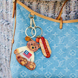 Hand-painted America Hotdog Bag Charm + Keychain