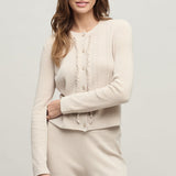 CozyChic Ultra Lite® Pointelle Rib Ruffle Front Cardigan