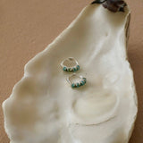 Mini Silver Turquoise Hoops