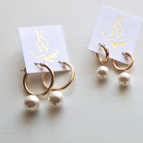 Audrey Pearl Hoop Earrings : Large