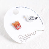 Seagull and French Fries Mismatched Beach Stud Earrings