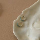 Mini Silver Turquoise Hoops