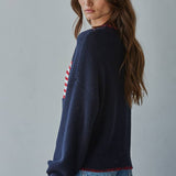 Navy American Flag Knit Pullover