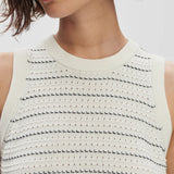 Mindy Contrast Stitch Knit Dress : Egret