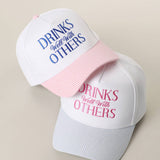 Drink Well With Others Embroidered Seersucker Brim Hat: Blue
