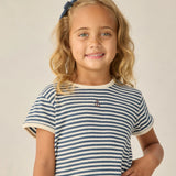 Pointelle Tee || Navy Stripe
